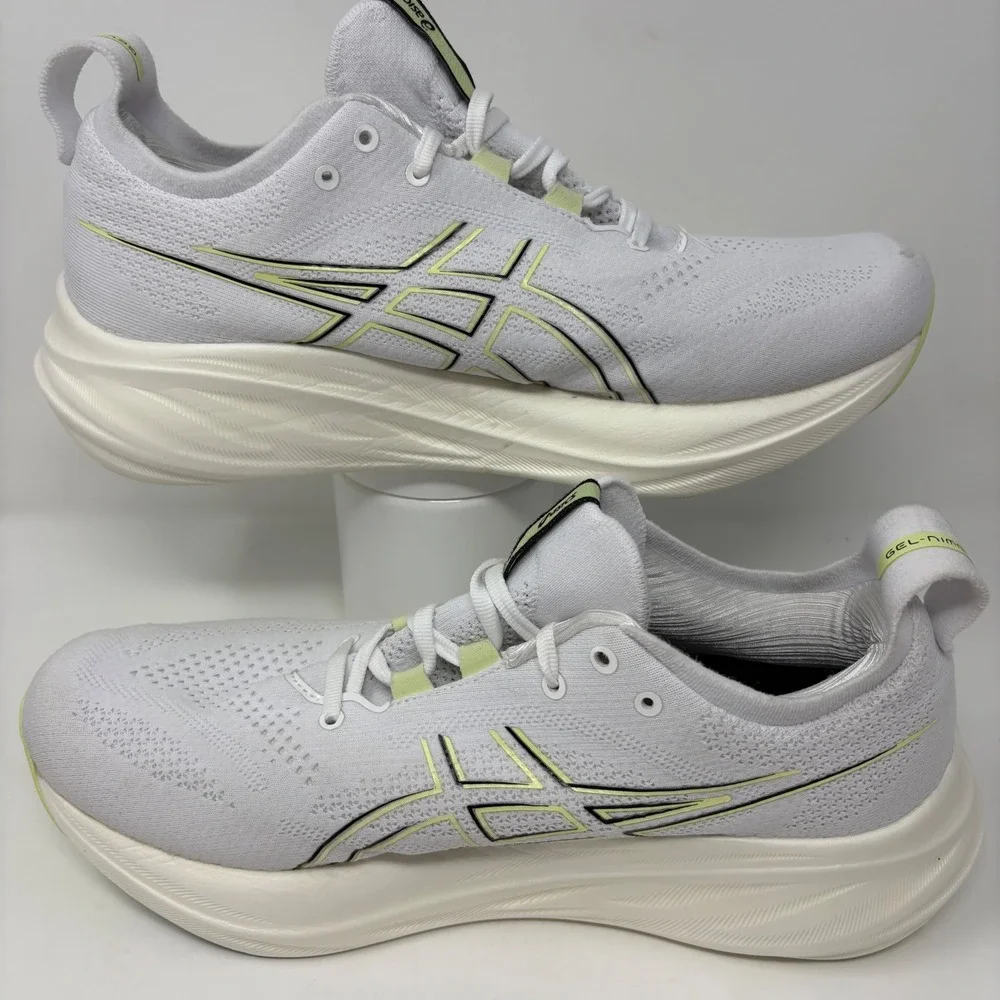 ASICS Gel-Nimbus 26 Mens Size 10 Extra Wide White Green Running Shoes (1011B796)